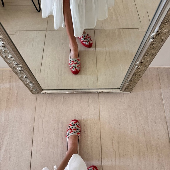 CASTAÑER Cherry & Bees Kenda Merlion Park Embroidered Espadrille Flats Size 39 - Picture 3 of 11